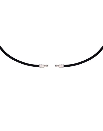 Black Leather Cord Customizable Necklace for Men and Women,  Rhodium-plated Brass, 20 inches Long, Zindis Collection