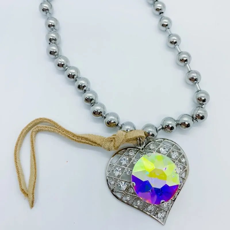 Bling Heart AB Crystal Necklace