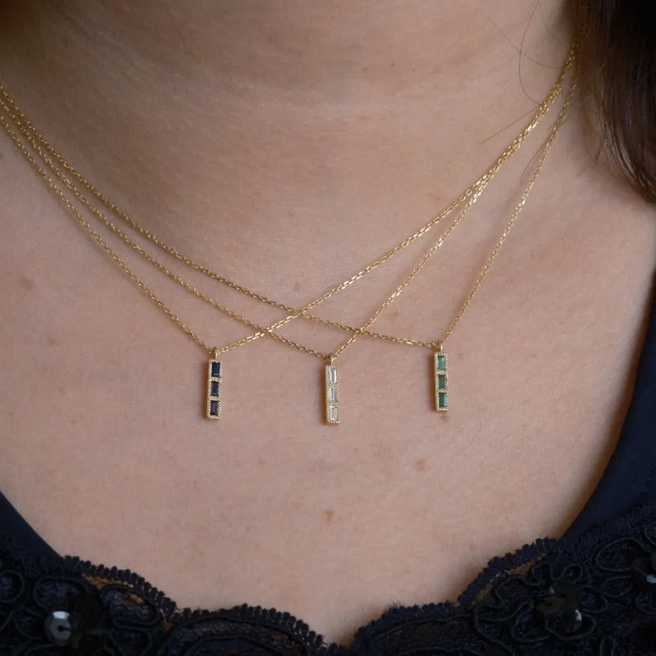 Blue Sapphire Tile Necklace