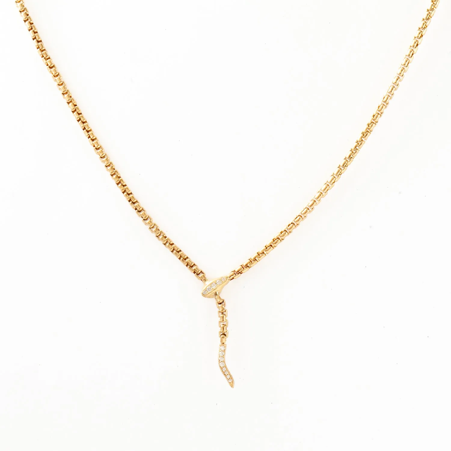 Box Chain Snake Lariat Necklace