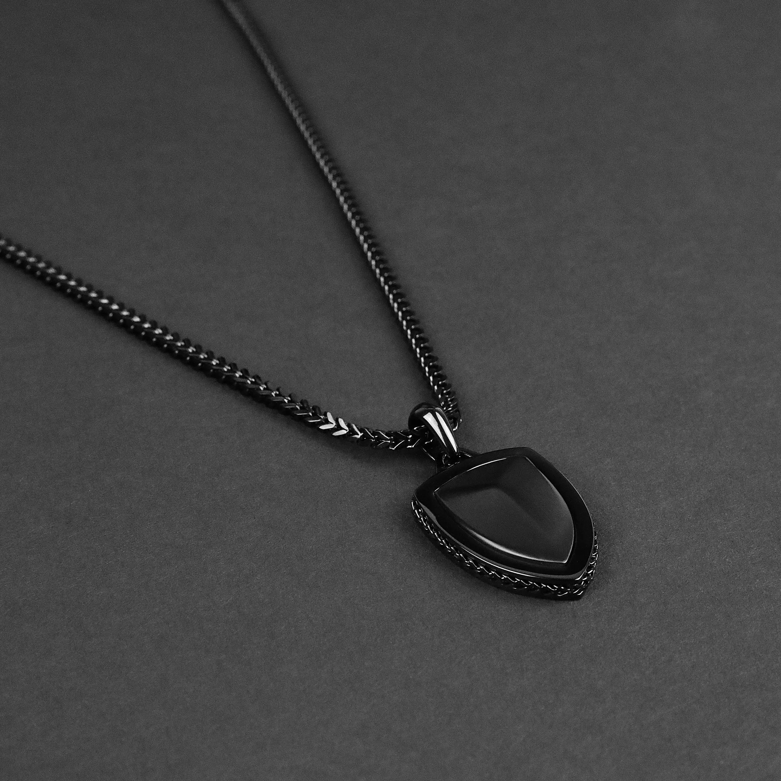 Brim Shield Necklace - Black