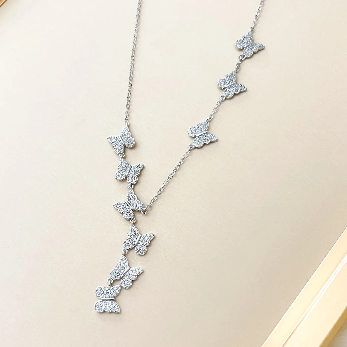 Cascading Butterflies Lariat Necklace