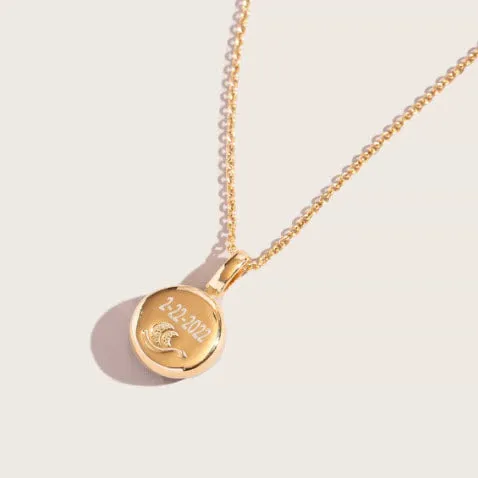 Celestial Elegance: Moonglow Skylight Gold Necklace with Personalized Moon Charm