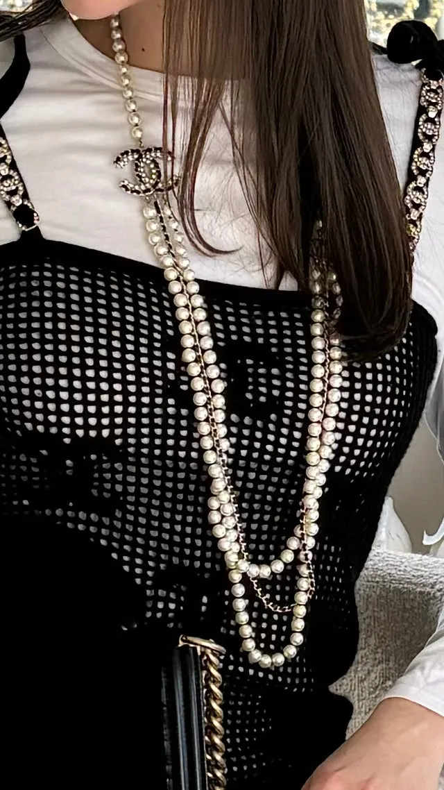 Chanel Long Pearl CC Necklace