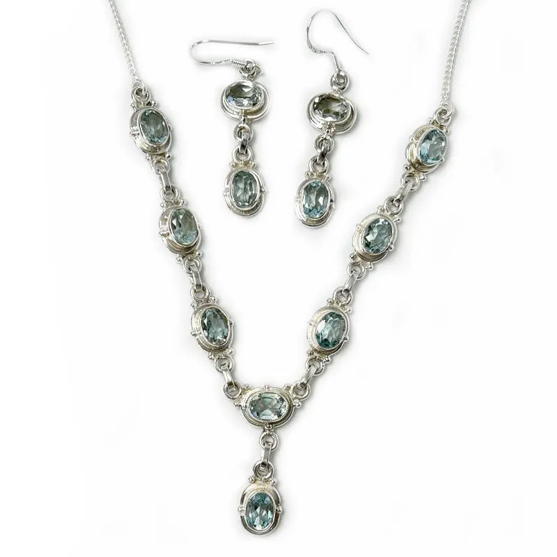 Charvi Blue Topaz Silver Necklace