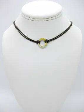 Circle: Citrine Leather Necklace - n465