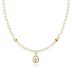 Classic Pure White Gemstone Pearl Necklace