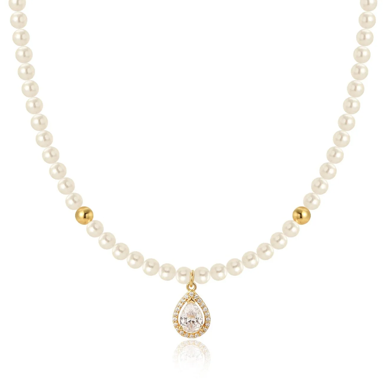 Classic Pure White Gemstone Pearl Necklace