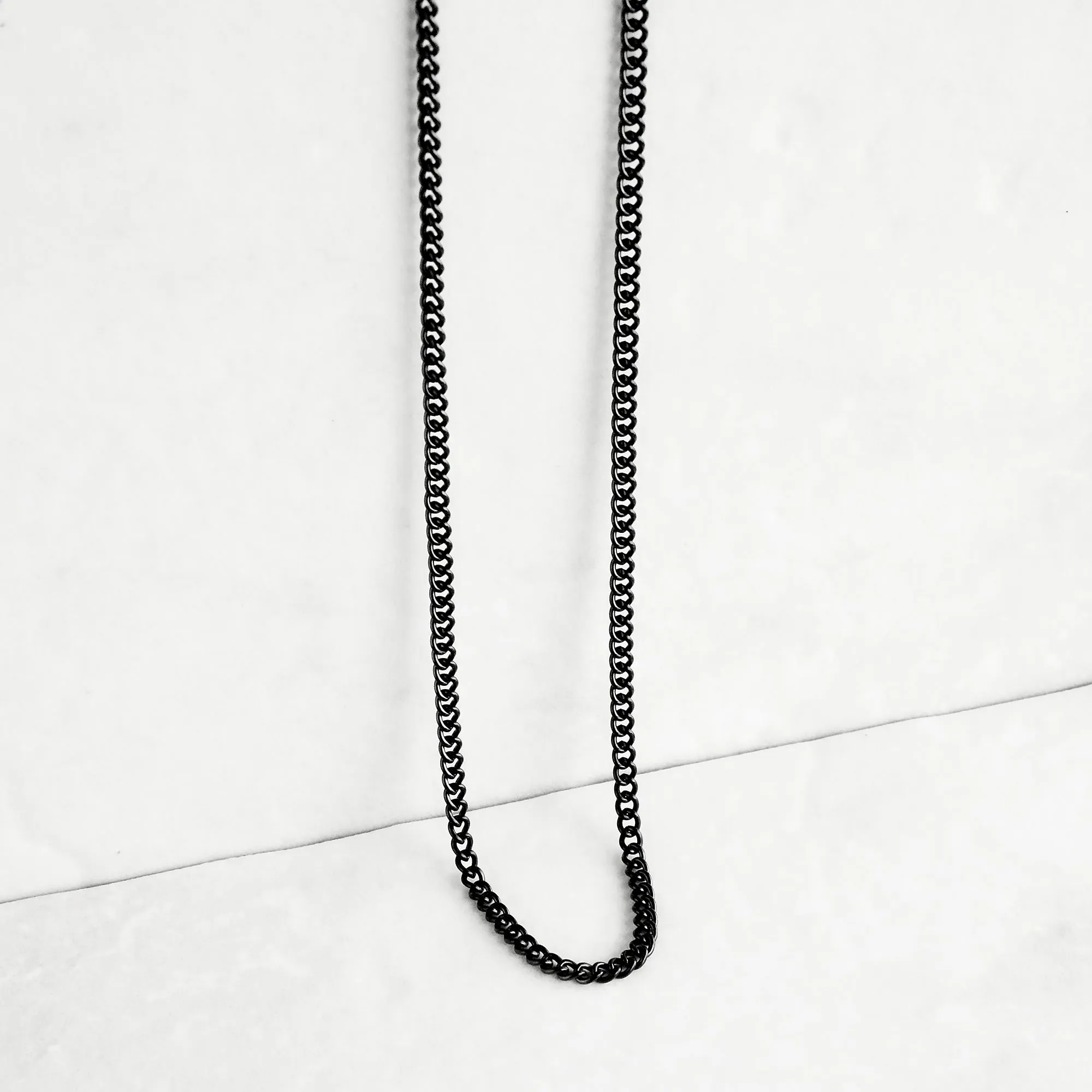 Curb Chain Necklace - Black 3mm