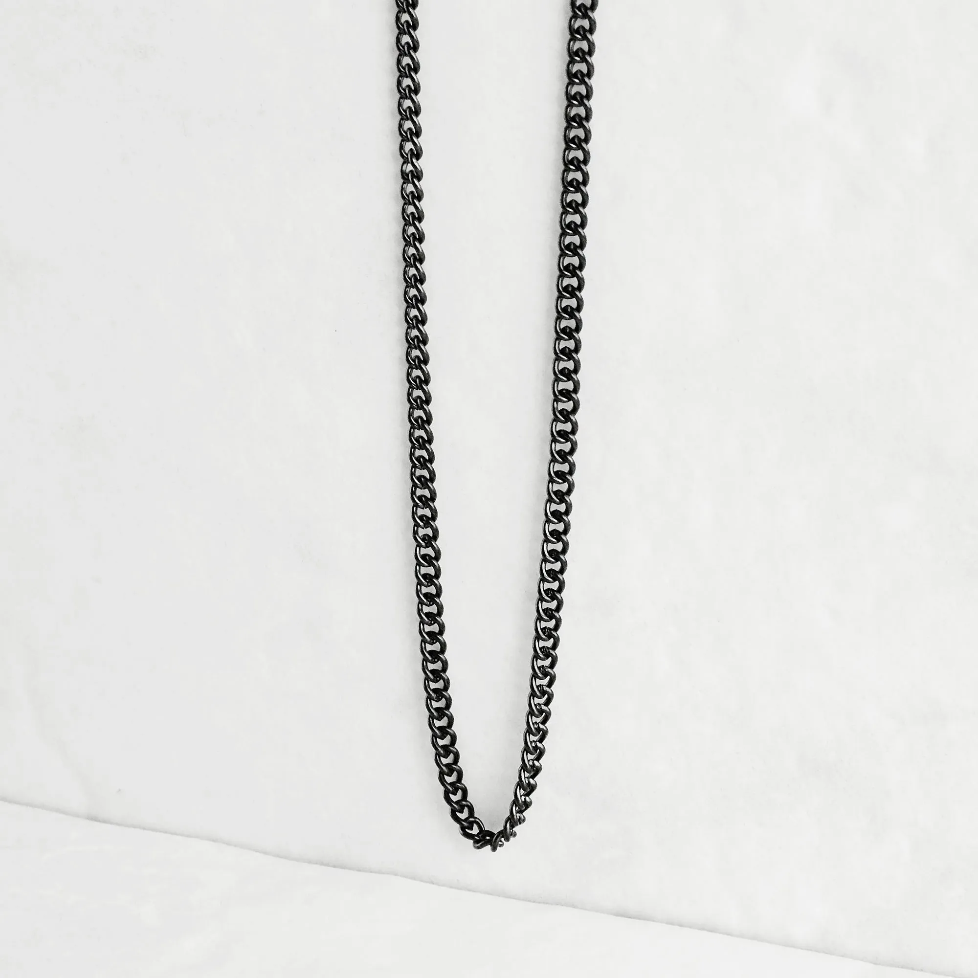 Curb Chain Necklace - Black 3mm