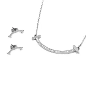 Curved Design Earrings and Necklace Set