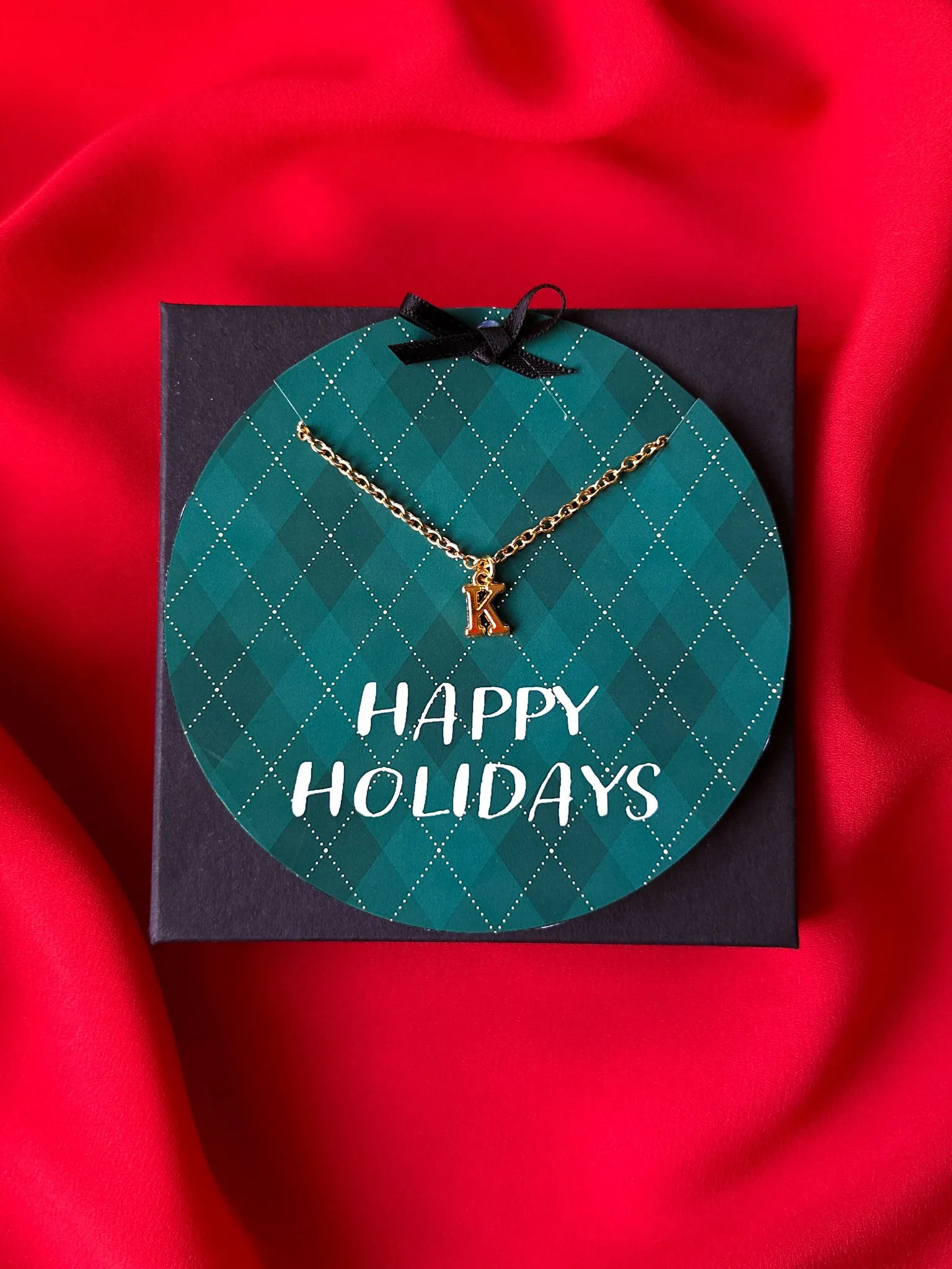 Custom 14K Gold Initial Necklace Argyle Christmas Gift