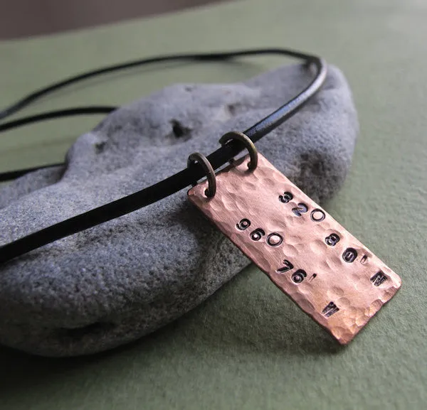 Custom Men's Coordinates Pendant Necklace