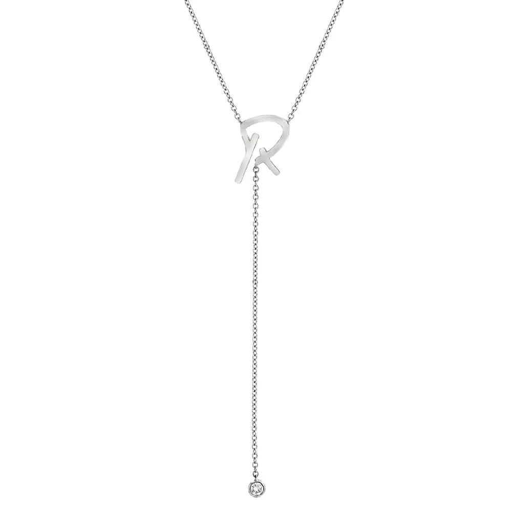 Custom Signature Initial Lariat Without Diamonds