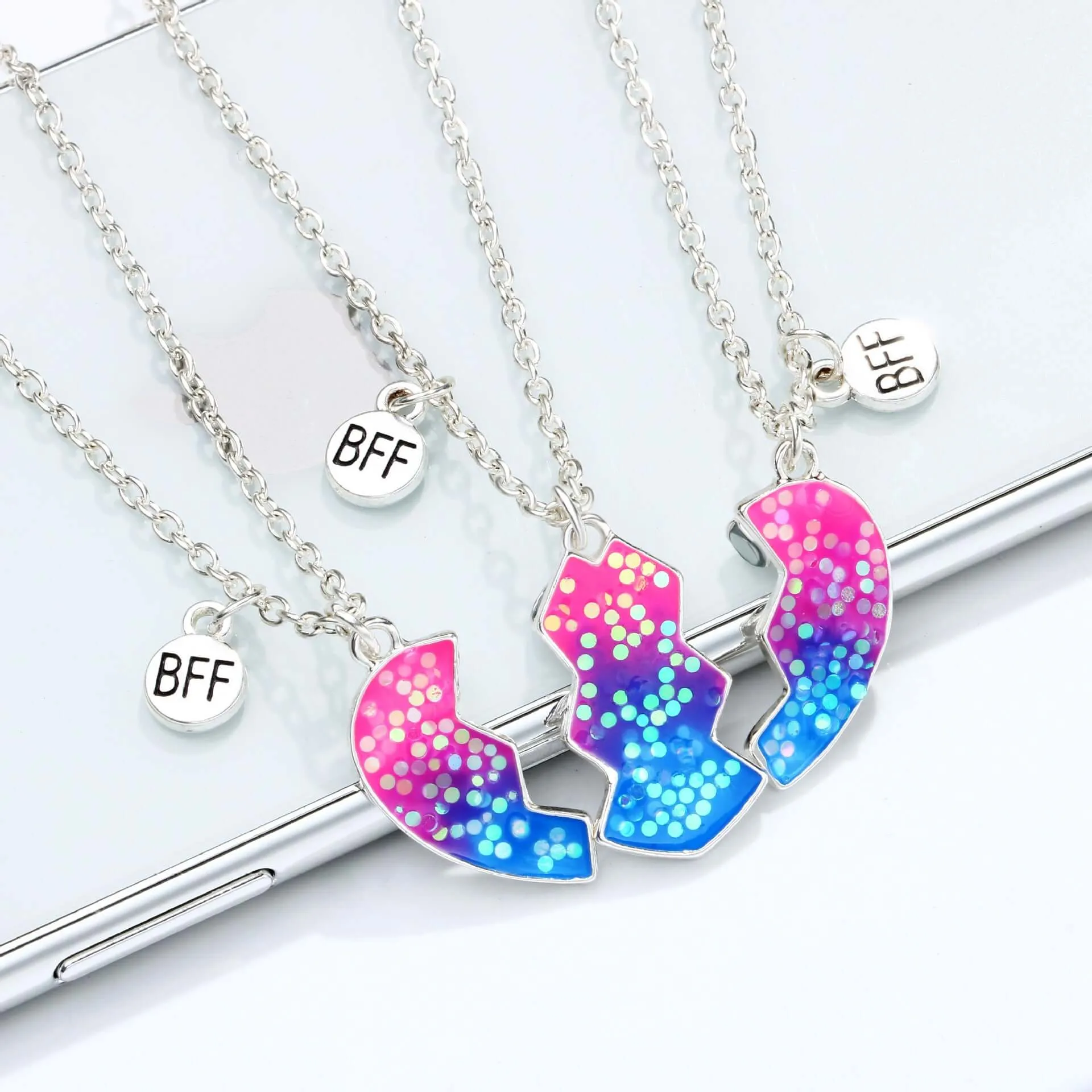 Cute Half Broken Heart Children Friendship Pendant BFF Necklaces