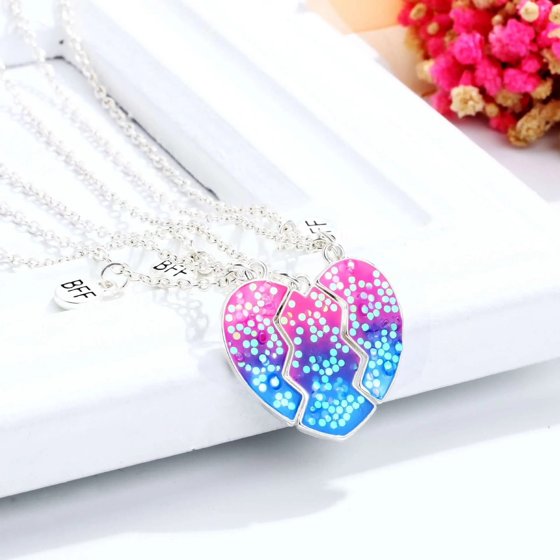 Cute Half Broken Heart Children Friendship Pendant BFF Necklaces