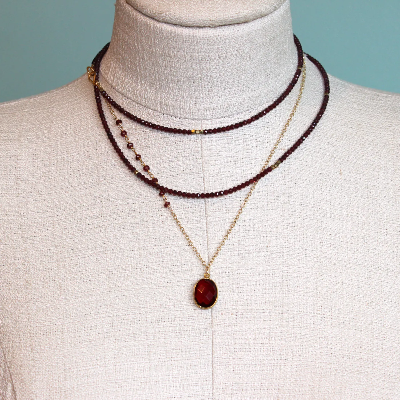 Debbie Gold Garnet Necklace