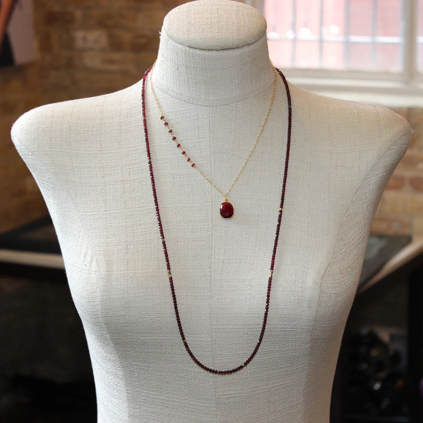 Debbie Gold Garnet Necklace