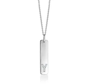 Diamond Rectangle Initial Necklace