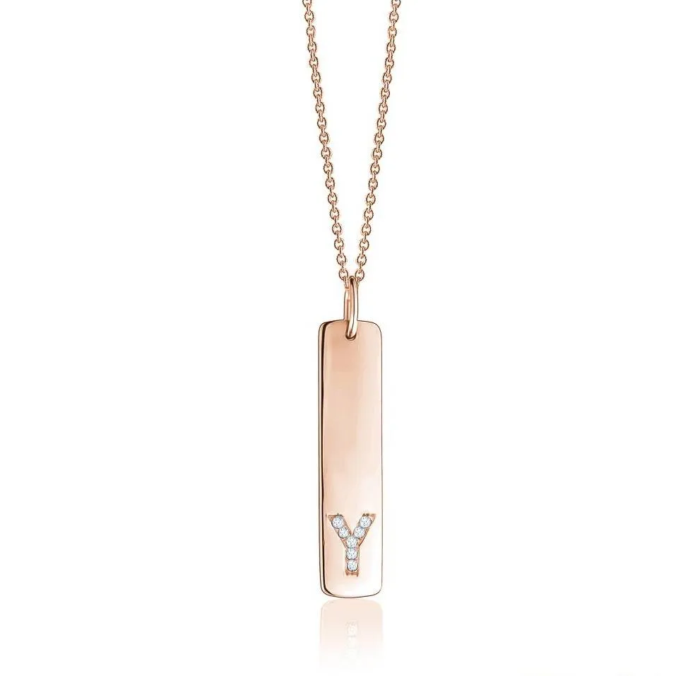 Diamond Rectangle Initial Necklace