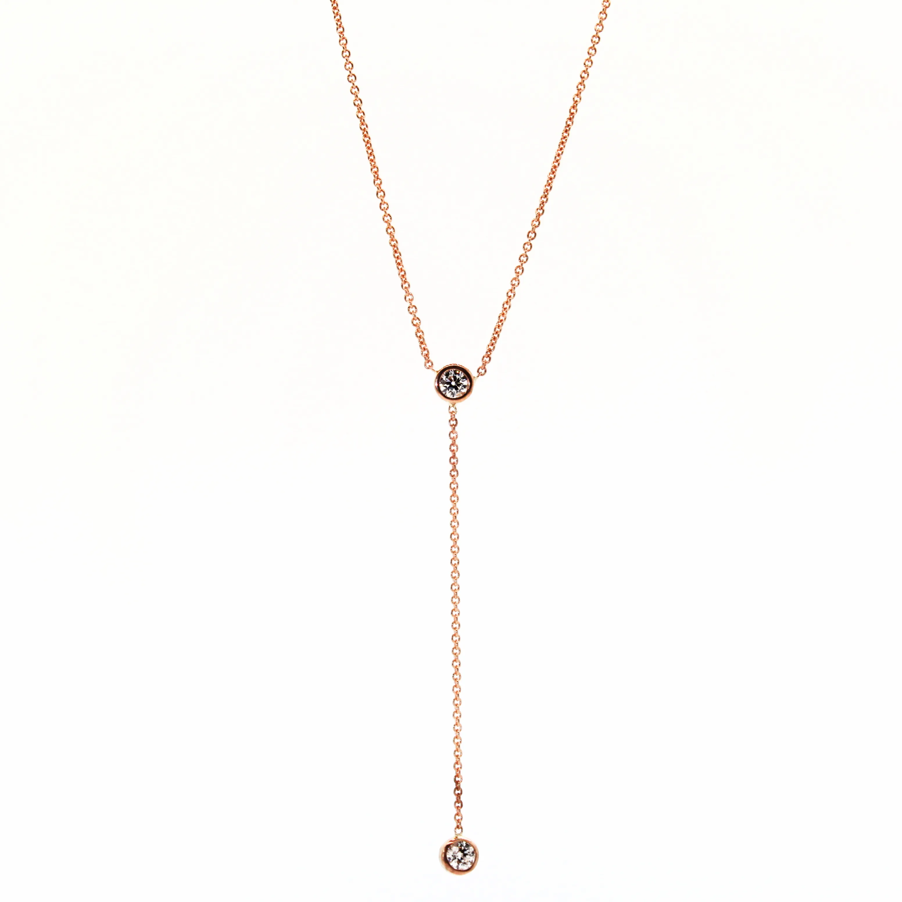 Diamond Rose Gold Lariat Necklace