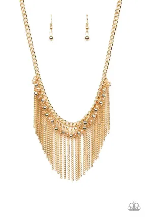 Divinely Diva Gold Fringe Necklace - Paparazzi Accessories