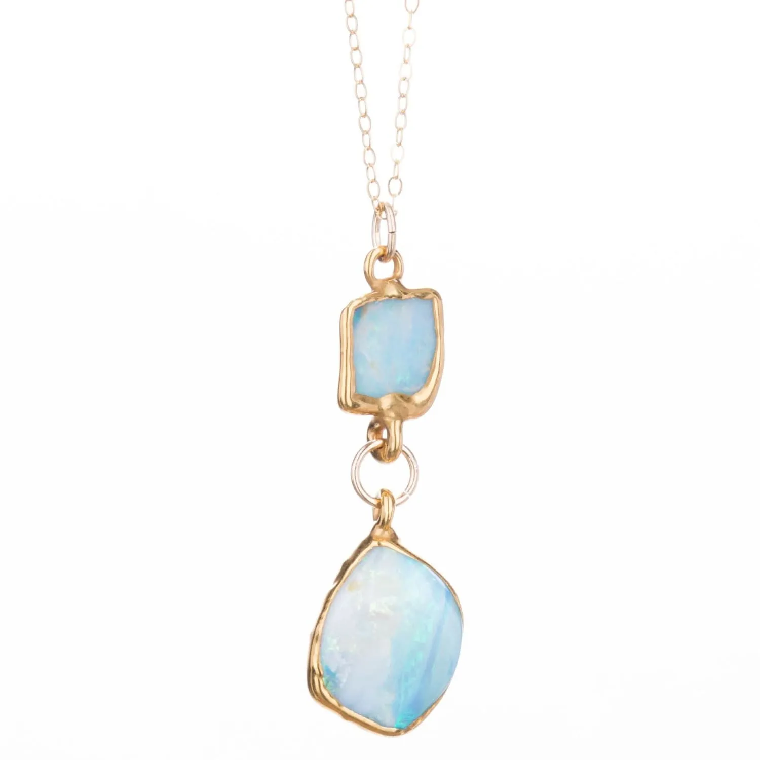 Double Drop Raw Opal Necklace