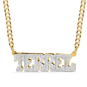 Double Plated Name Necklace Terrel with cuban chain