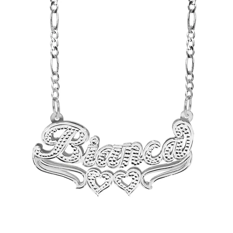 Double Plated Nameplate Necklace Bianca With Figaro chain