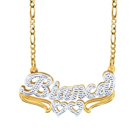 Double Plated Nameplate Necklace Bianca With Figaro chain