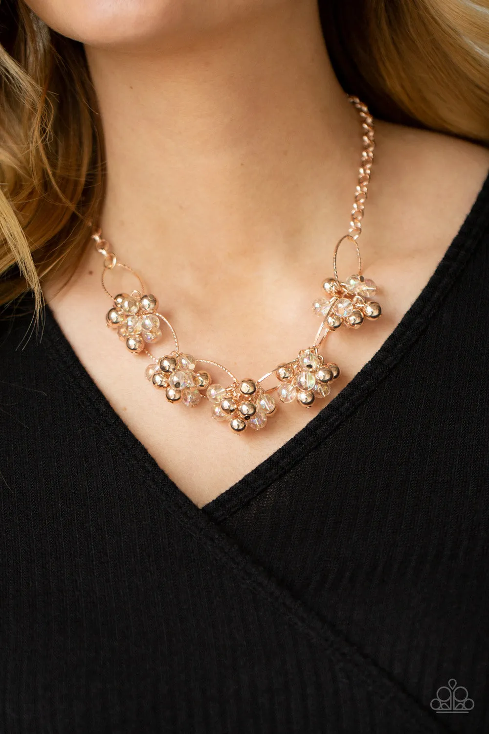 Effervescent Ensemble - Rose Gold Paparazzi Necklace