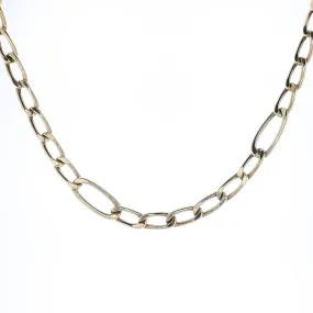 Estate 14k Yellow Gold Polished Alternating Oval Links Chain Necklace