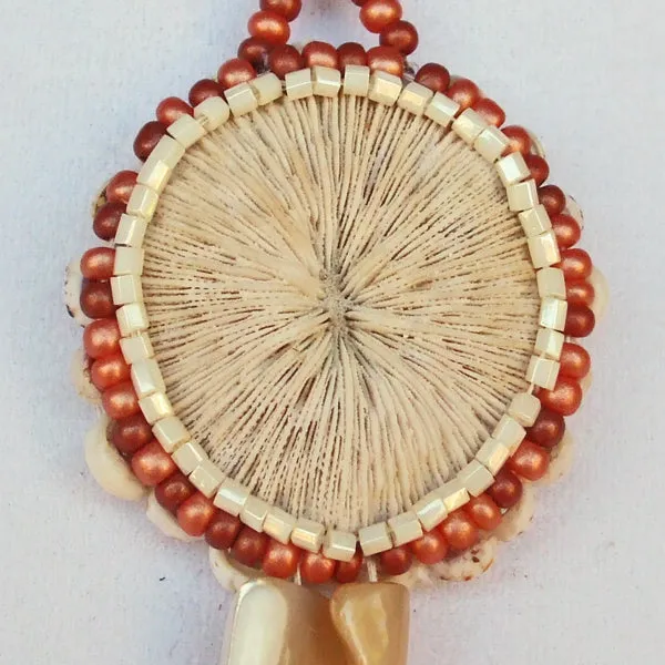 Esterina Beaded Coral Gemstone Pendant Necklace