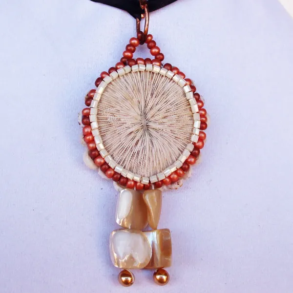 Esterina Beaded Coral Gemstone Pendant Necklace