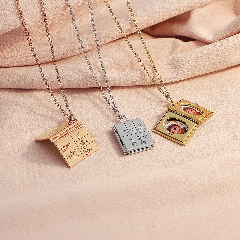 Family Book Photo Customized Necklace