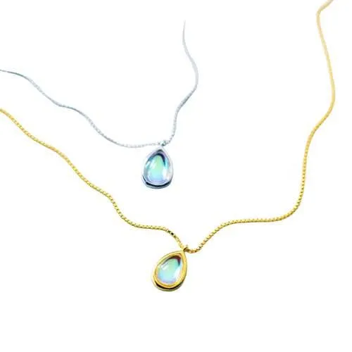 Fashion Sweet Beautiful Waterdrop Opal Pendant Necklace - 925 Sterling Silver