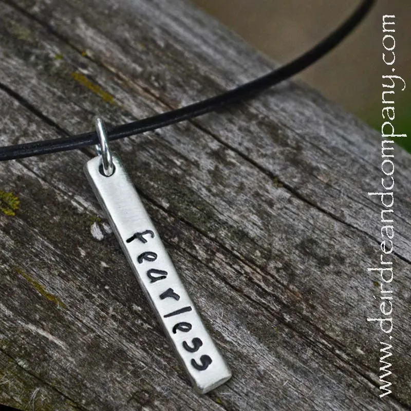 Fearless Blessing Bar Necklace in Silver