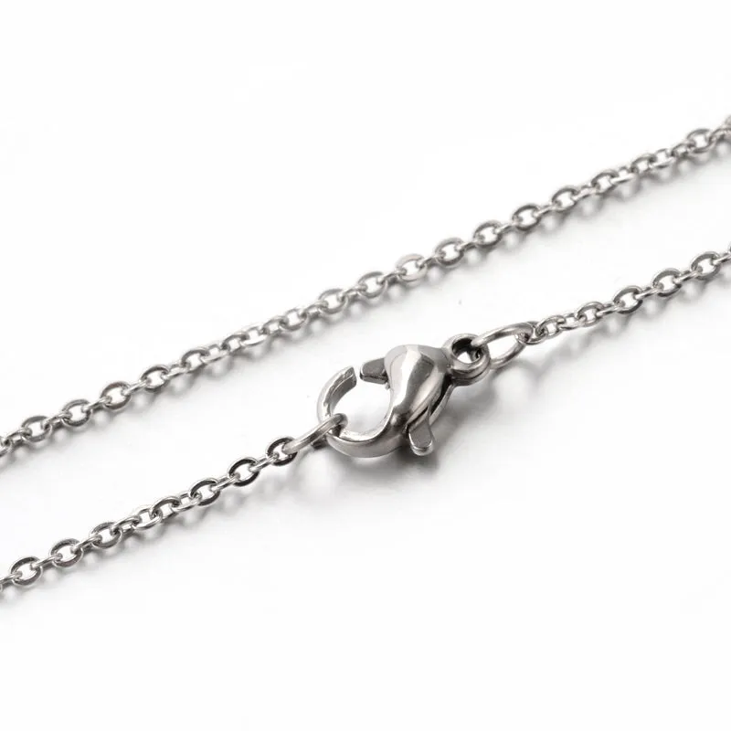 Fine Flat Cable Chain Necklace - Stainless - 17.5