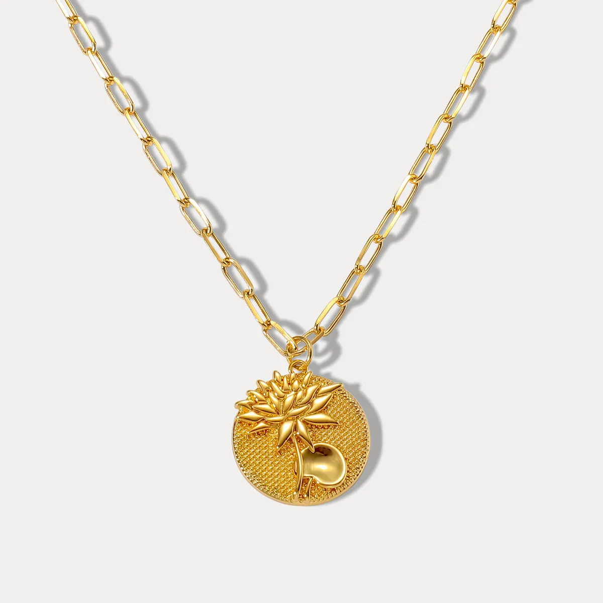 Floral Pendant Lotus Necklace - July