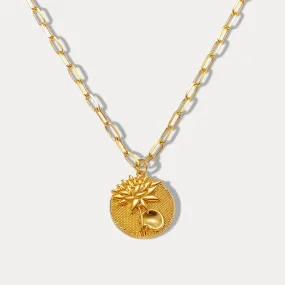 Floral Pendant Lotus Necklace - July