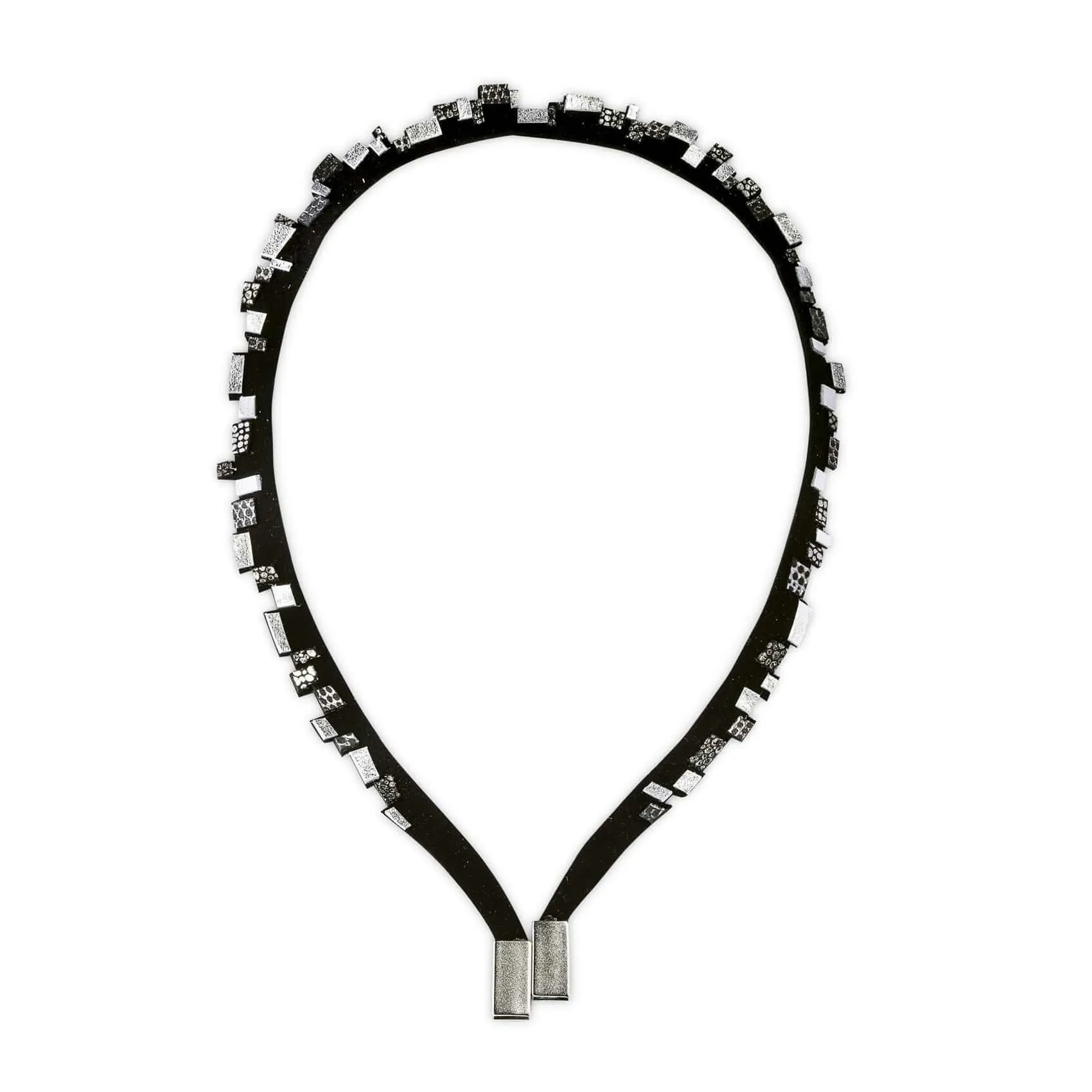 Gaia black and white leather necklace