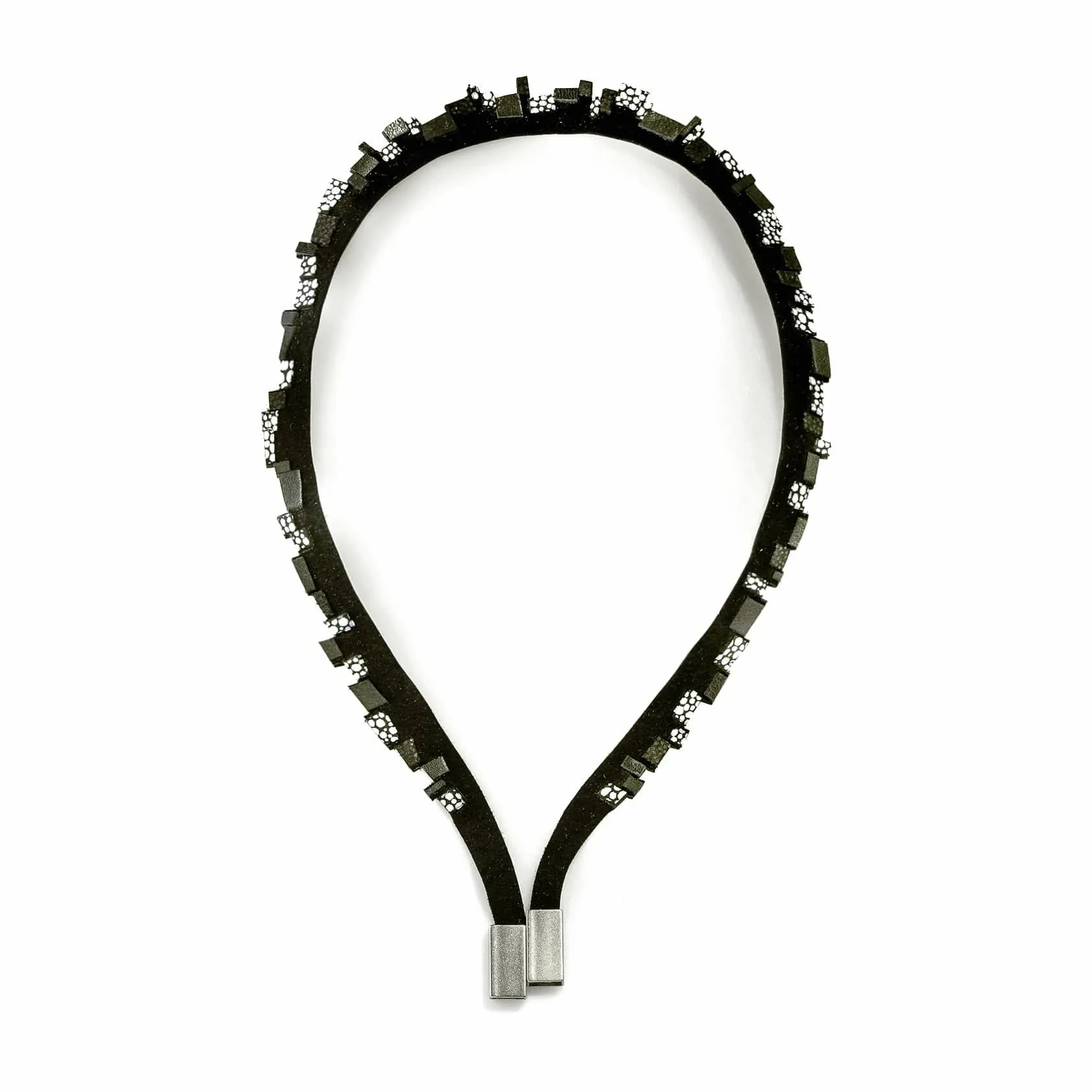 Gaia black and white leather necklace