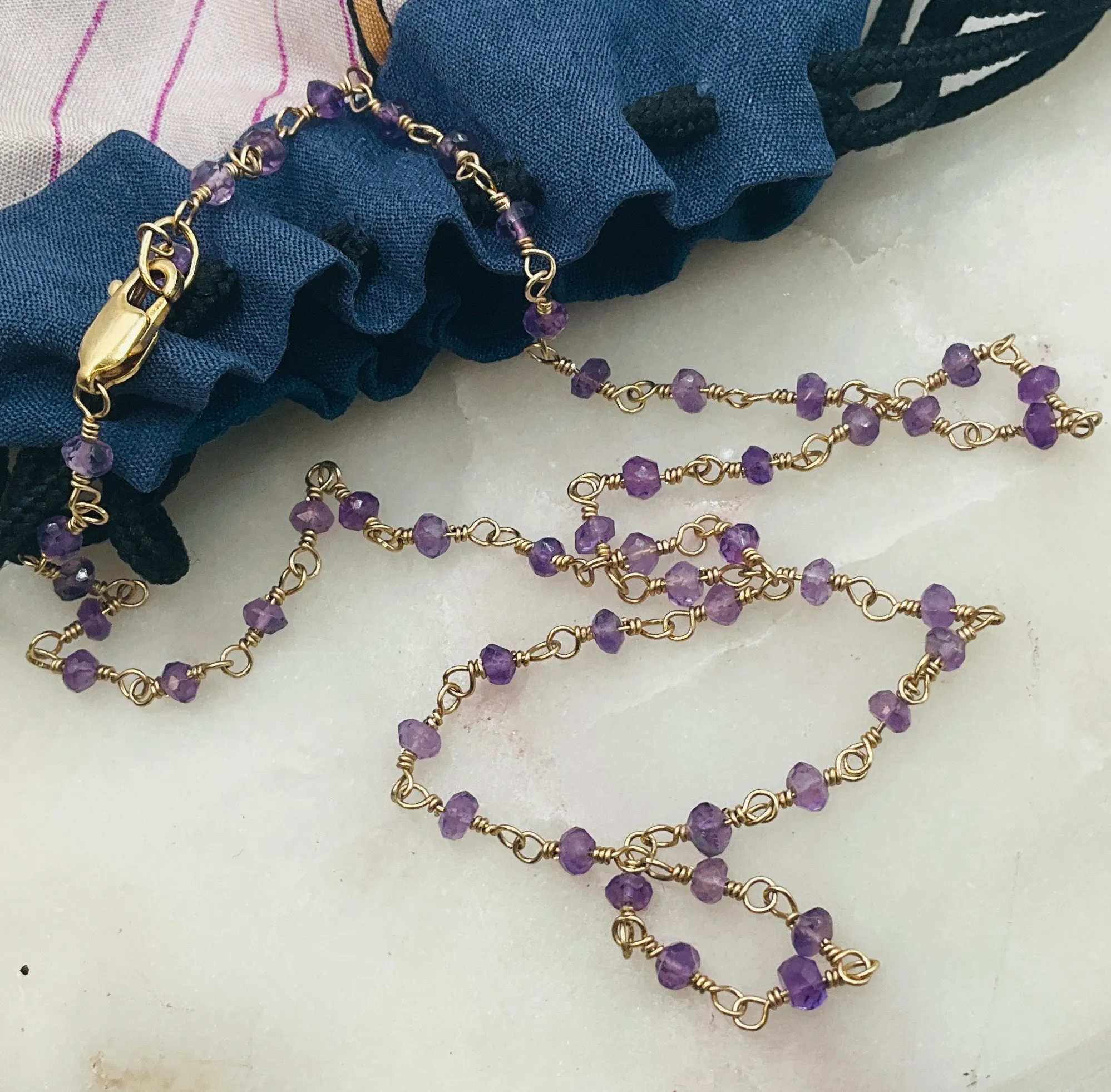 Exquisite Small Amethyst Gemstone Rosary Necklace