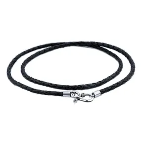 Genuine Cowhide Leather and 925 Sterling Silver Chain S-Clasp Necklace