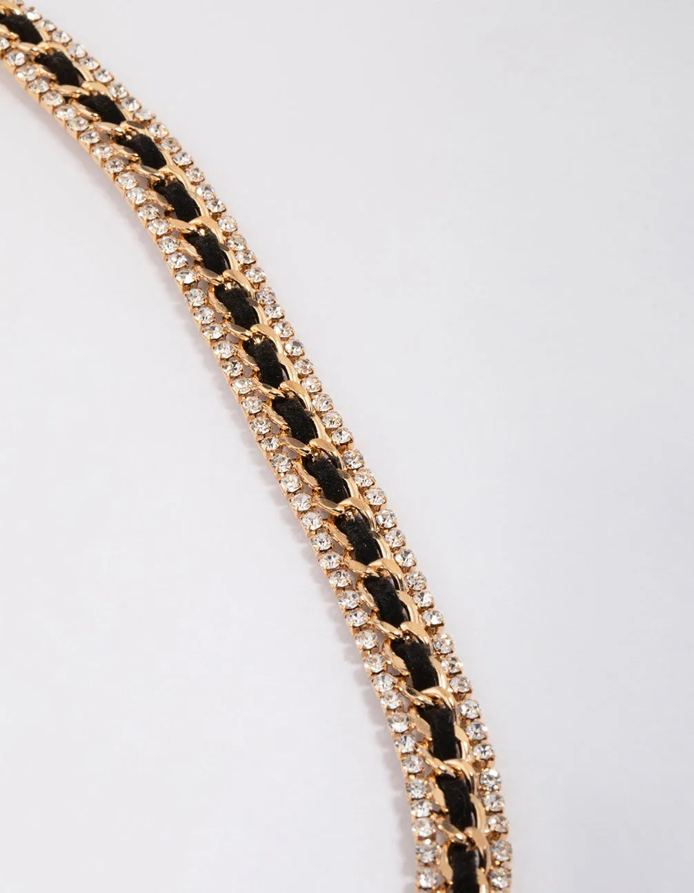 Gold & Black Leather Wrap Necklace