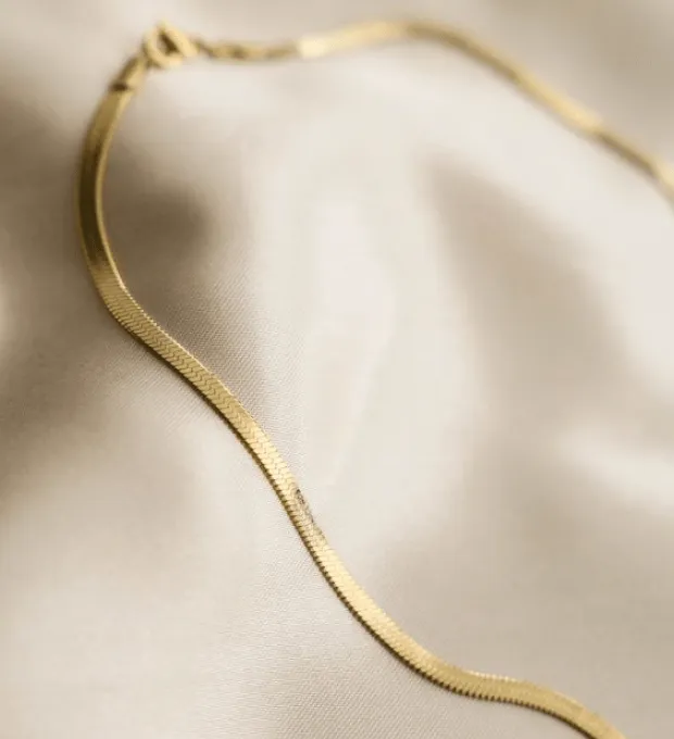 Gold Herringbone Snake Chain Necklace