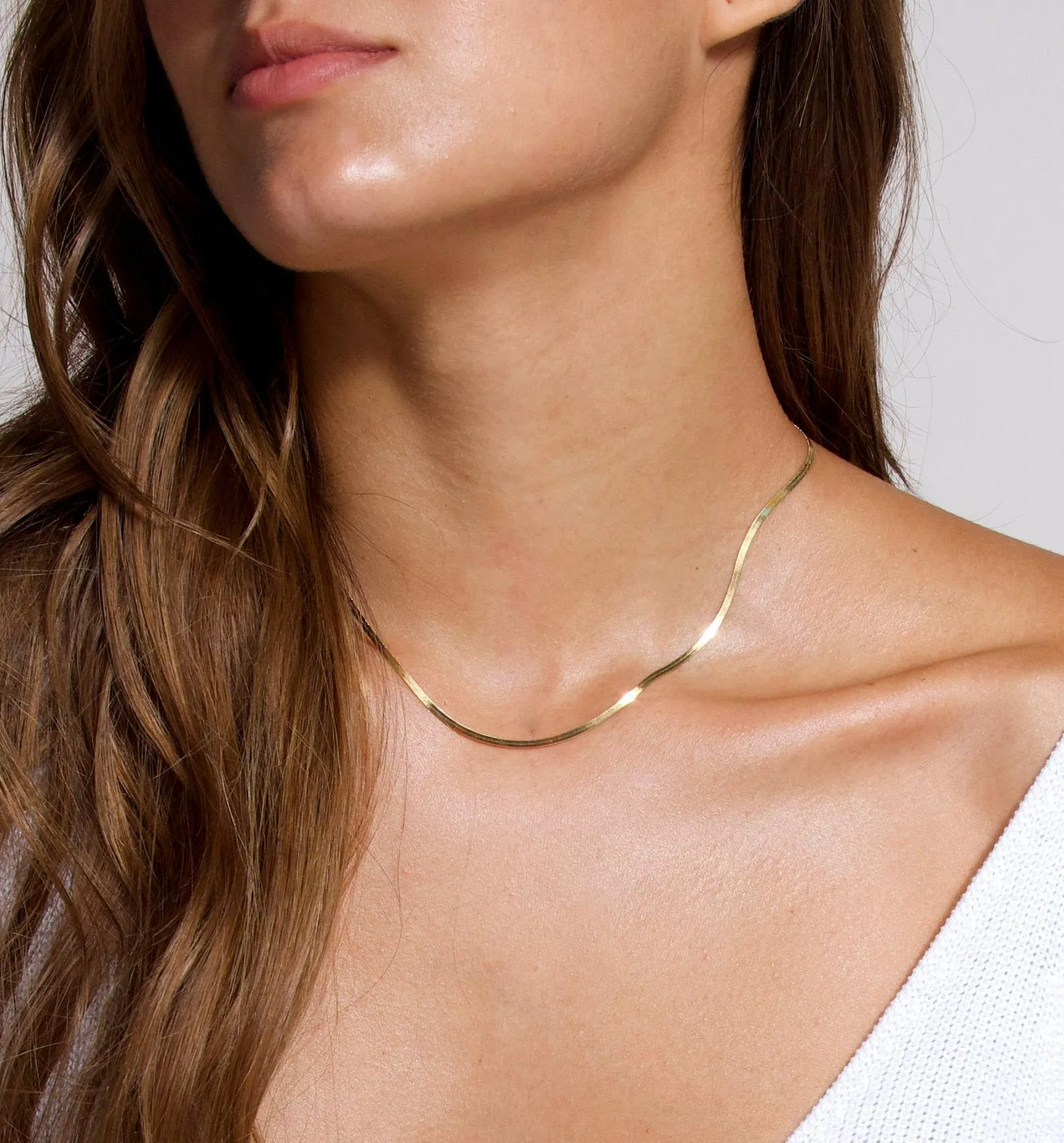 Gold Herringbone Snake Chain Necklace