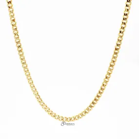 Gold I.P Stainless Steel Beveled Cuban Chain Necklace - 5.5mm width