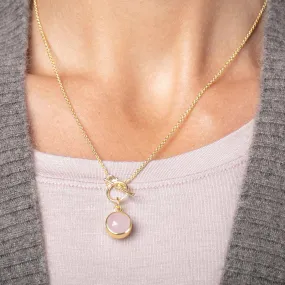 Gold Plated Rose Quartz Pendant Necklace