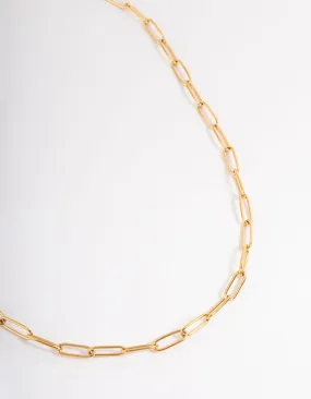 Gold Plated Stainless Steel Open Oval Link Necklace